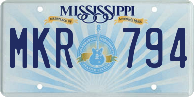 MS license plate MKR794