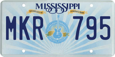 MS license plate MKR795