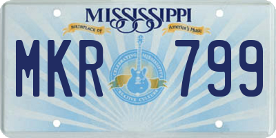 MS license plate MKR799