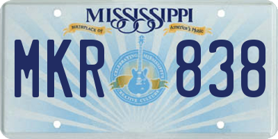MS license plate MKR838