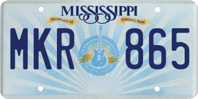 MS license plate MKR865