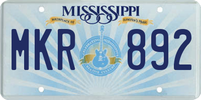 MS license plate MKR892