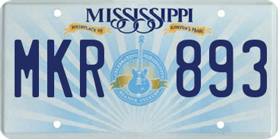 MS license plate MKR893