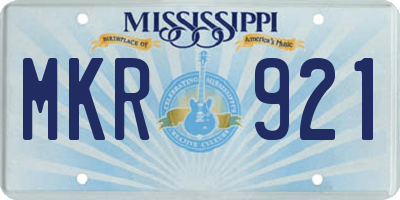 MS license plate MKR921