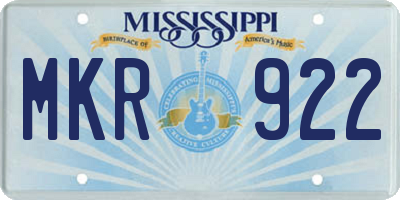 MS license plate MKR922