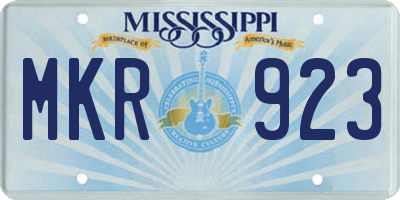 MS license plate MKR923