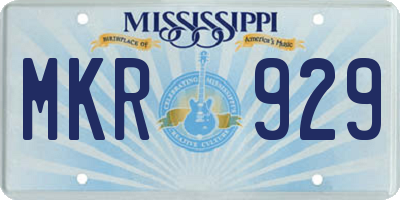 MS license plate MKR929