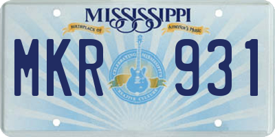 MS license plate MKR931