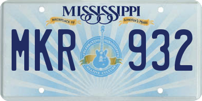 MS license plate MKR932