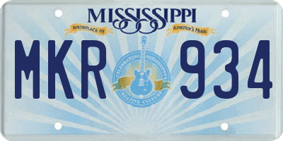 MS license plate MKR934