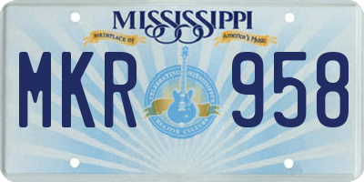 MS license plate MKR958
