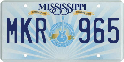 MS license plate MKR965