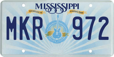MS license plate MKR972