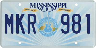 MS license plate MKR981