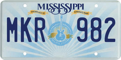 MS license plate MKR982
