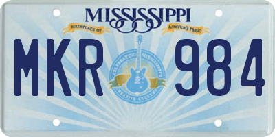 MS license plate MKR984