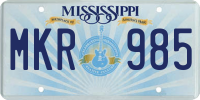 MS license plate MKR985