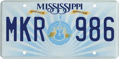 MS license plate MKR986