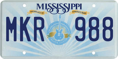 MS license plate MKR988