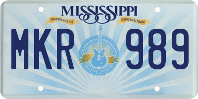 MS license plate MKR989