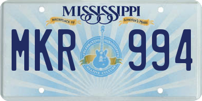 MS license plate MKR994