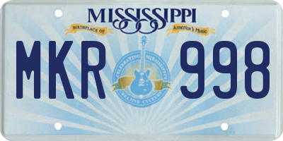 MS license plate MKR998
