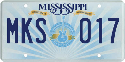 MS license plate MKS017