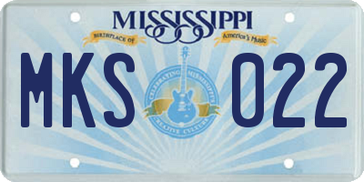 MS license plate MKS022