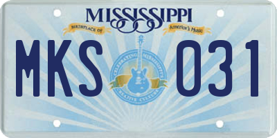 MS license plate MKS031