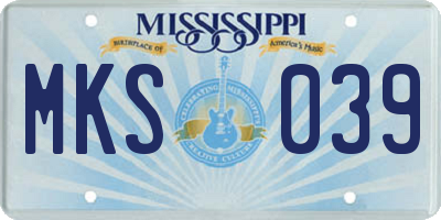MS license plate MKS039