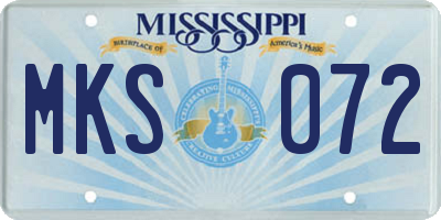 MS license plate MKS072