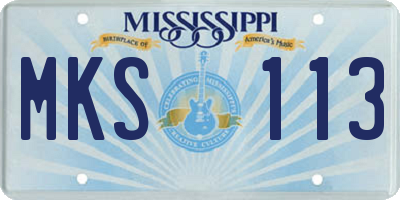 MS license plate MKS113