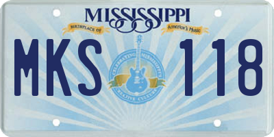 MS license plate MKS118