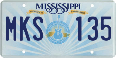 MS license plate MKS135
