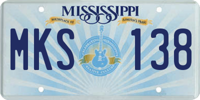 MS license plate MKS138
