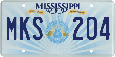 MS license plate MKS204