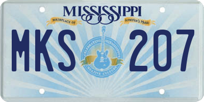 MS license plate MKS207