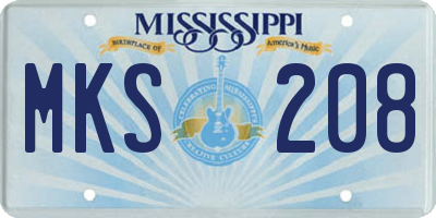 MS license plate MKS208