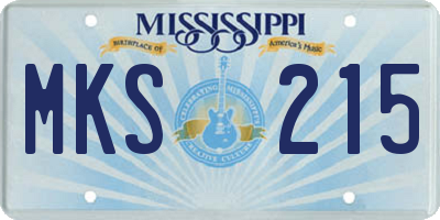 MS license plate MKS215