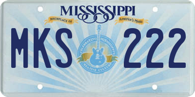 MS license plate MKS222