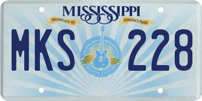 MS license plate MKS228