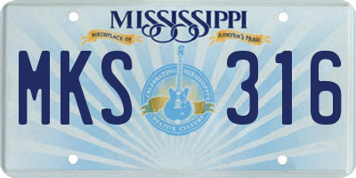 MS license plate MKS316