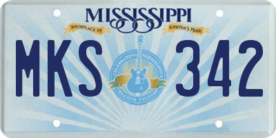 MS license plate MKS342