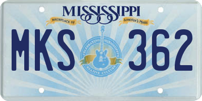 MS license plate MKS362