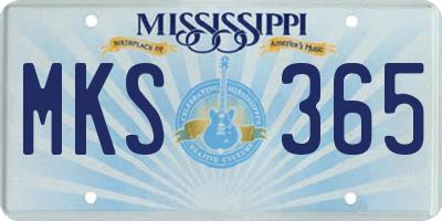 MS license plate MKS365