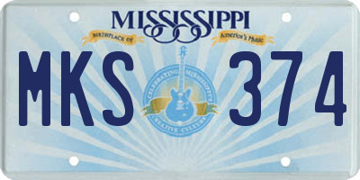 MS license plate MKS374