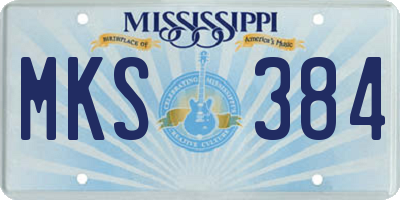 MS license plate MKS384