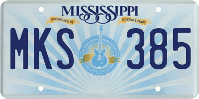 MS license plate MKS385
