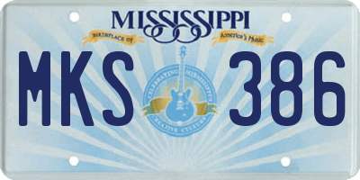 MS license plate MKS386