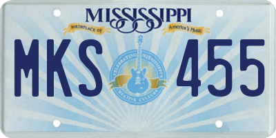 MS license plate MKS455